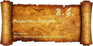 Mayerusz Galamb névjegykártya